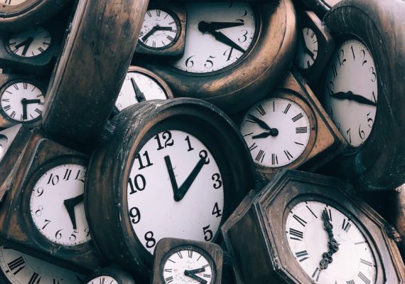 brown-and-white clocks