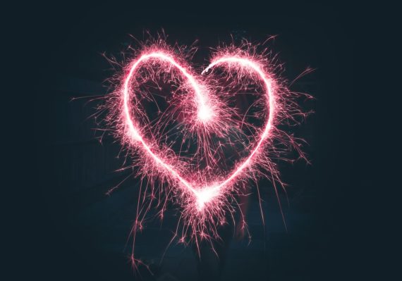 heart shaped pink sparklers photography