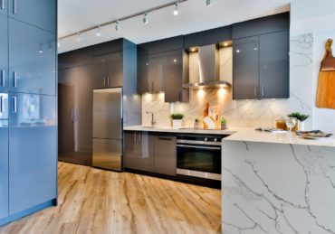 white and black kitchen counter